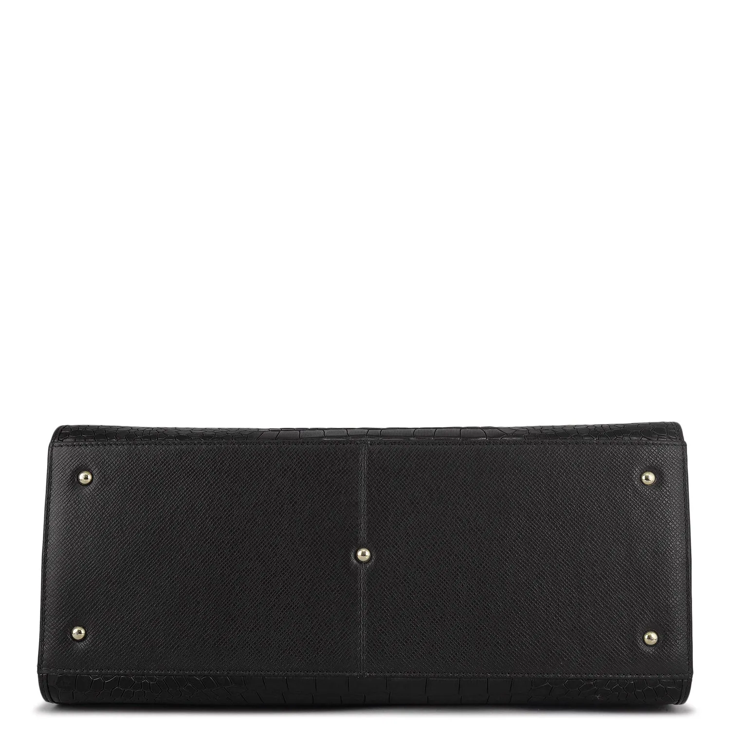 Large Croco Franzy Leather Satchel - Black