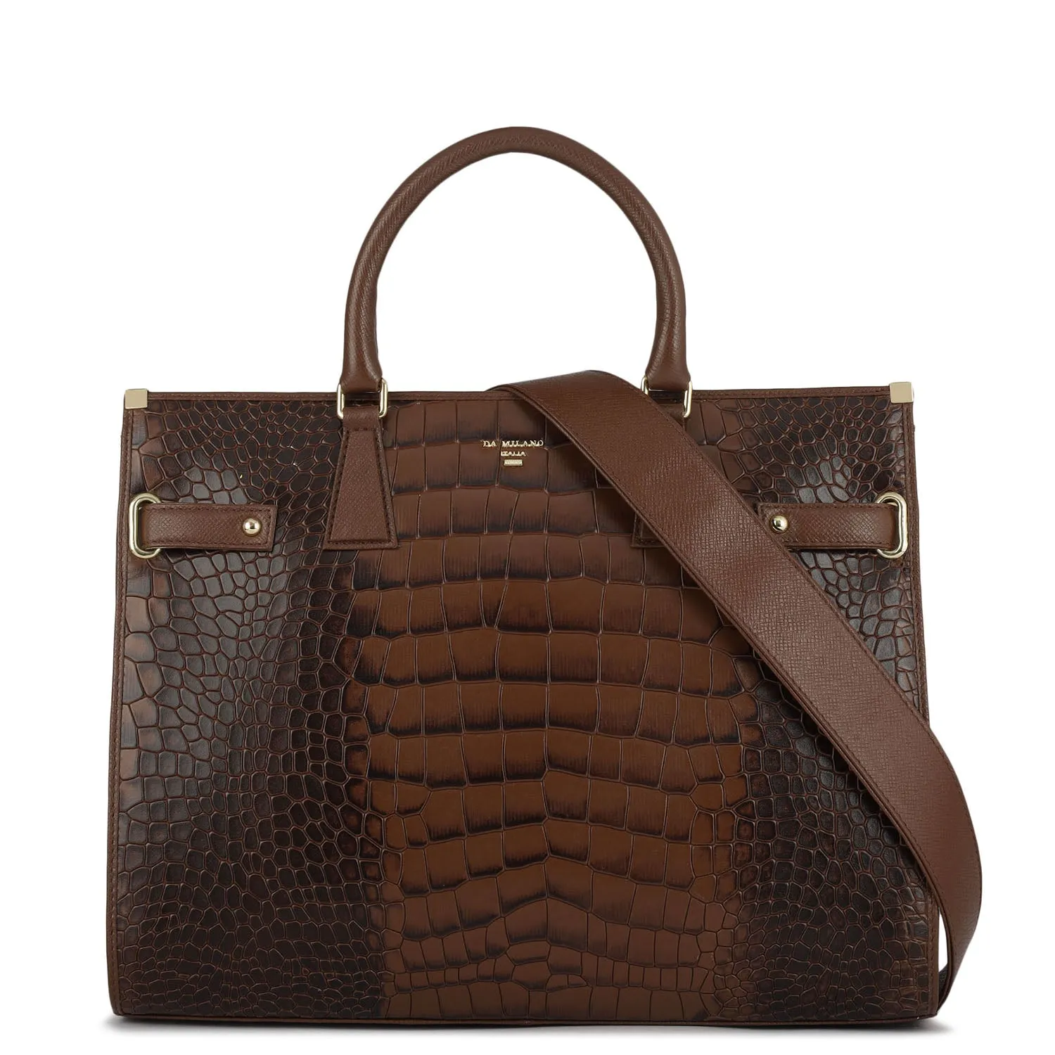 Large Croco Franzy Leather Satchel - Date