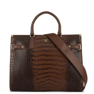 Large Croco Franzy Leather Satchel - Date