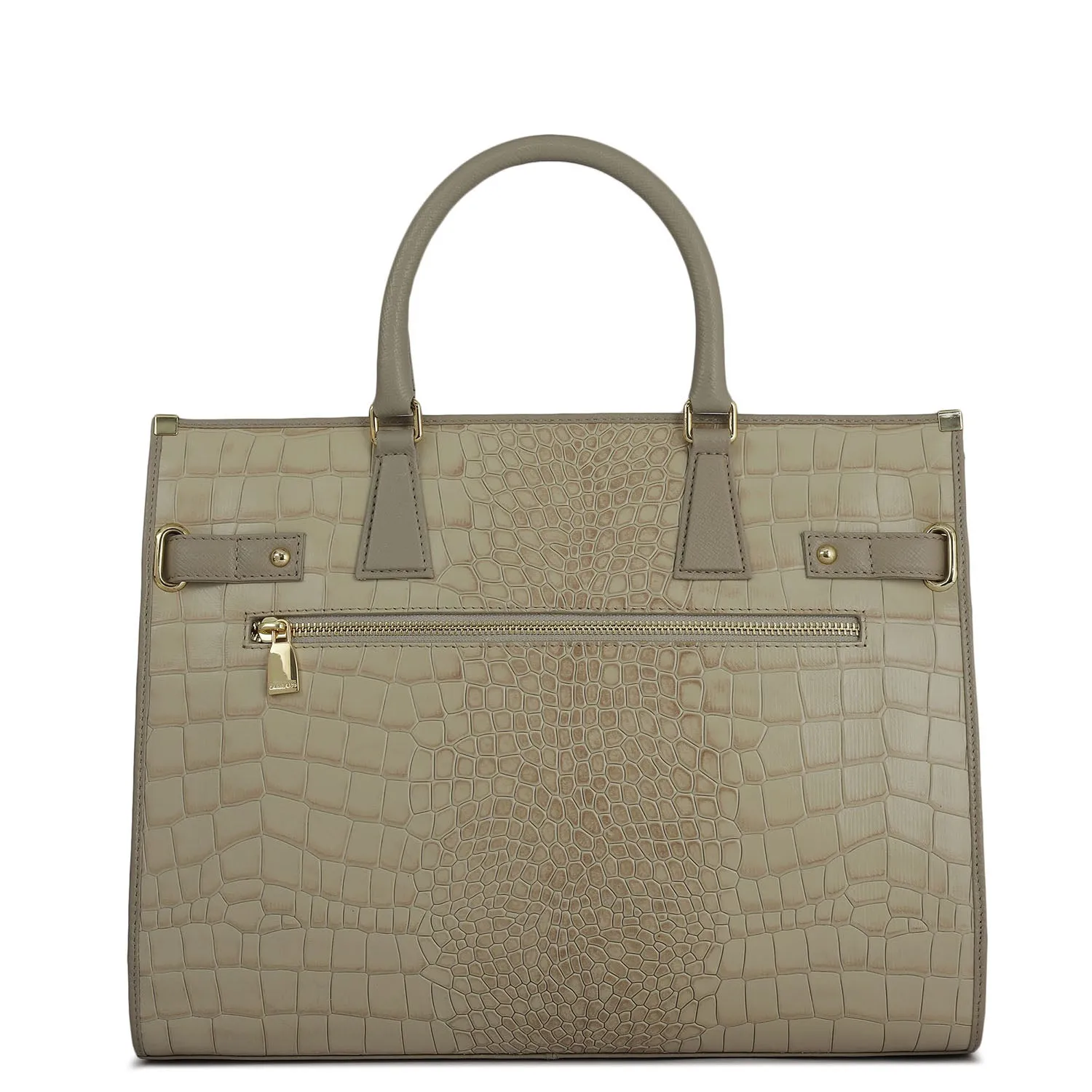 Large Croco Franzy Leather Satchel - Frost