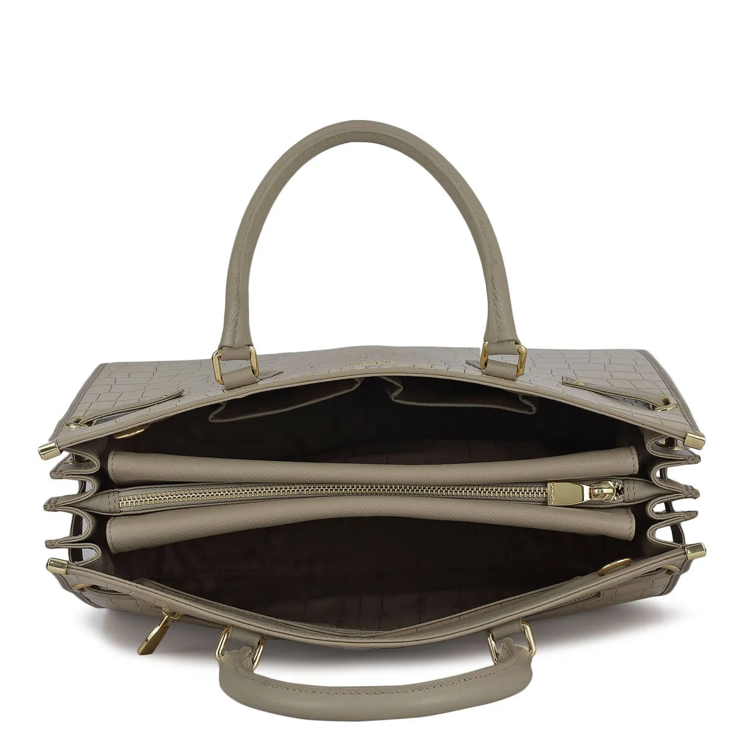 Large Croco Franzy Leather Satchel - Frost