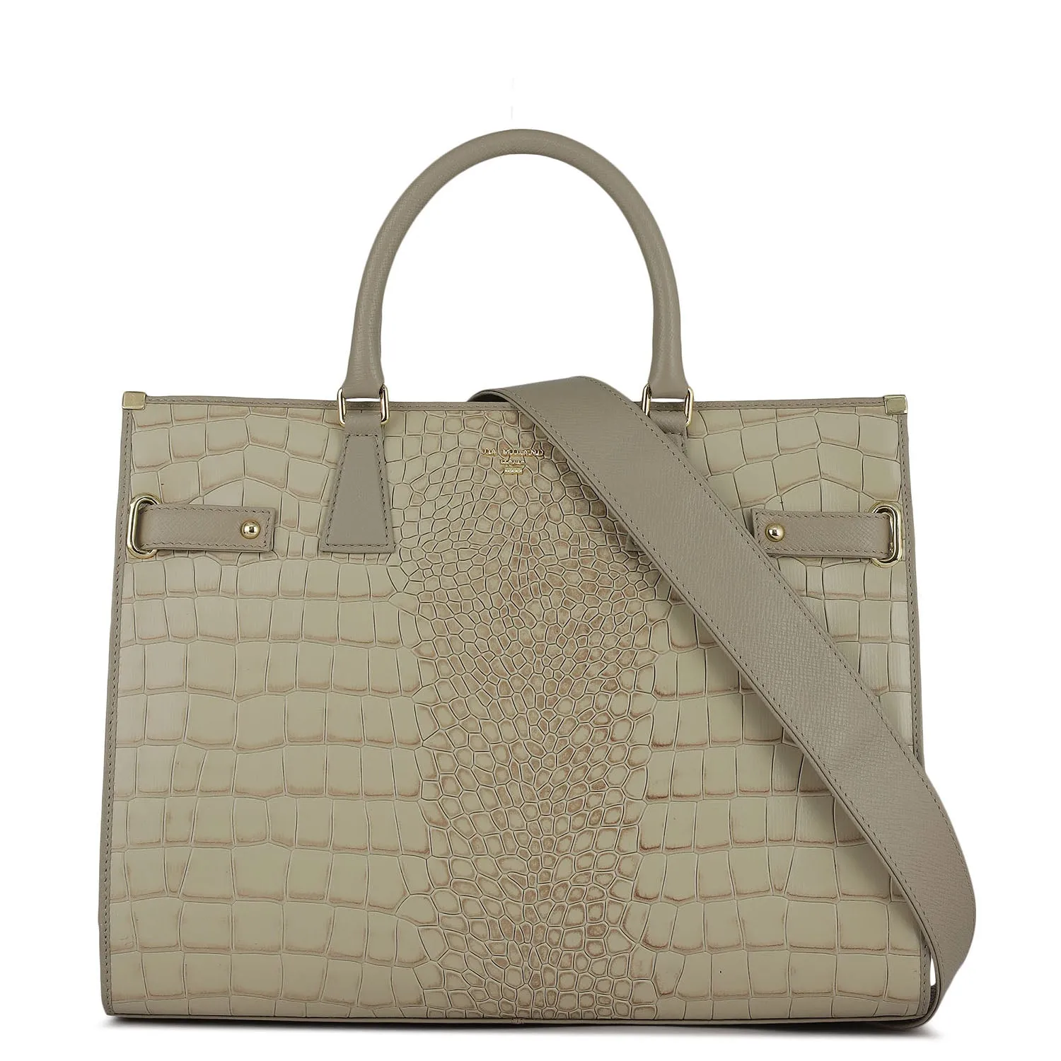 Large Croco Franzy Leather Satchel - Frost