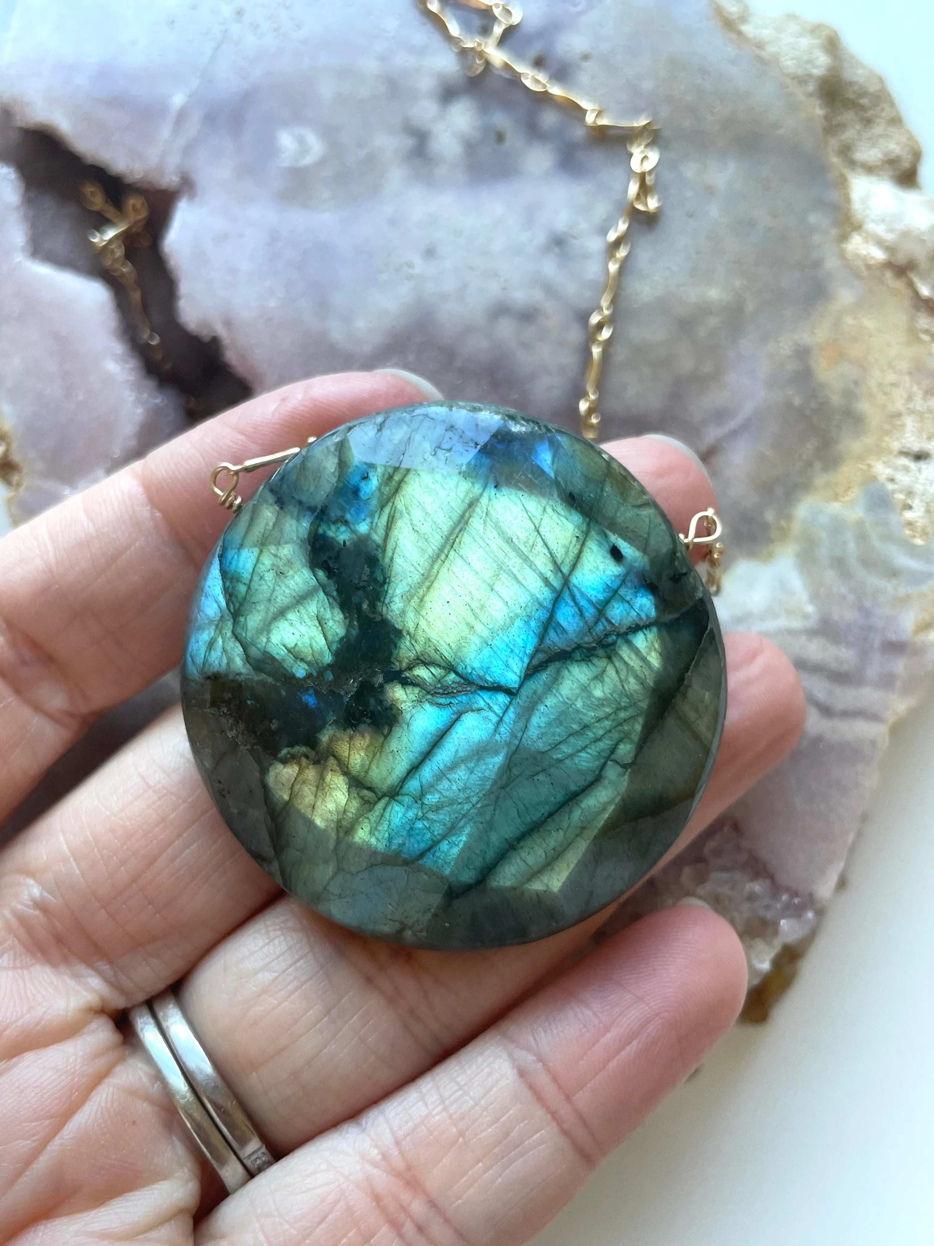 Large Labradorite Statement necklace