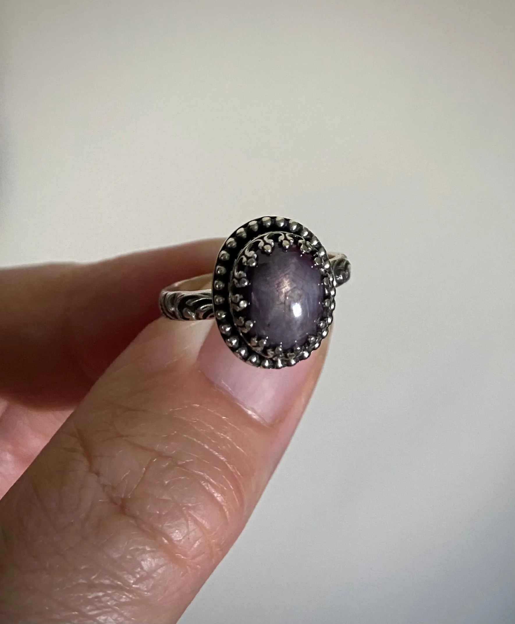Lavender Star Ruby Ring