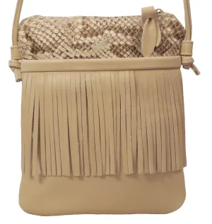 Leather and Leather Python Snakeskin Handbag - On Sale