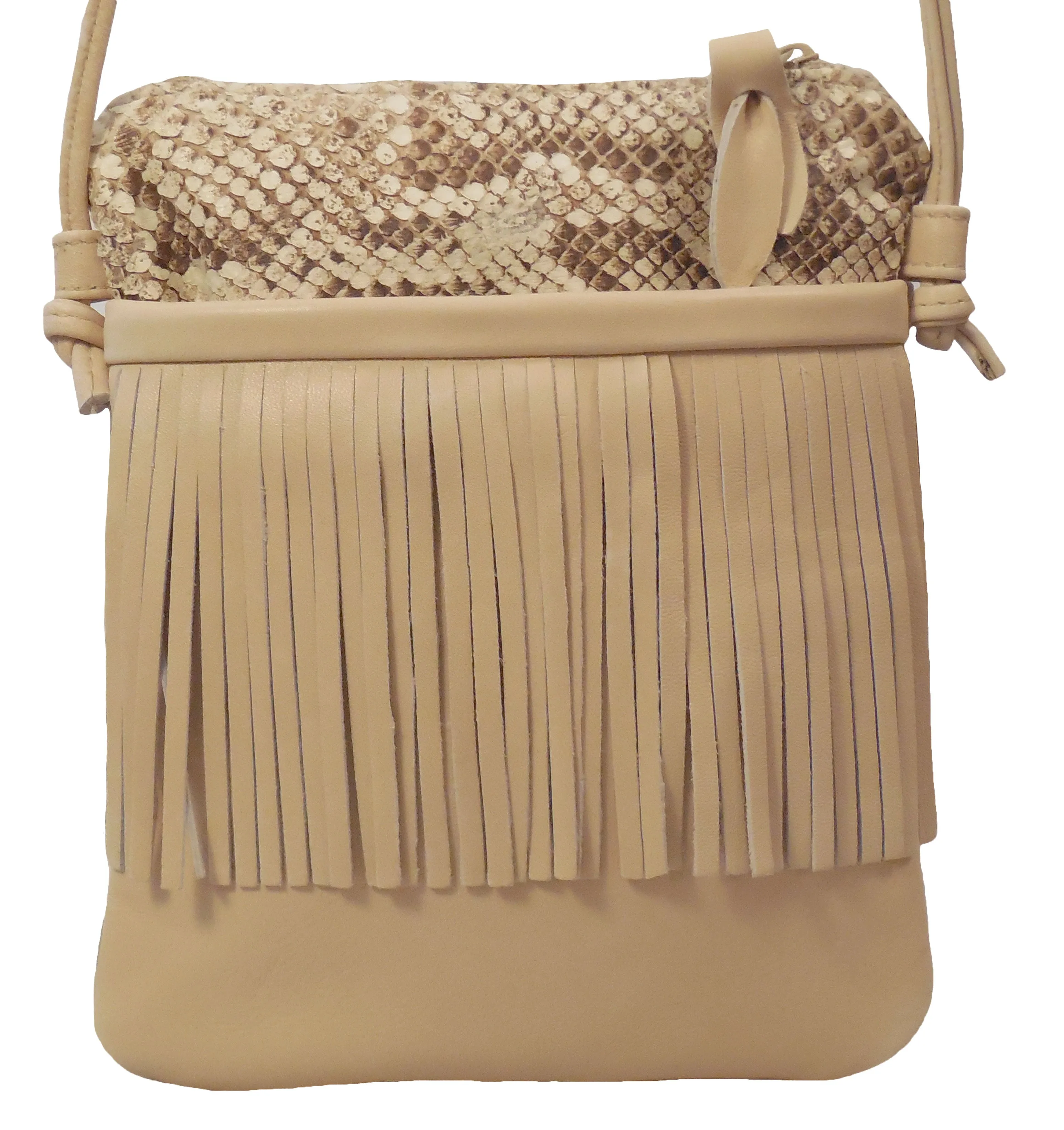 Leather and Leather Python Snakeskin Handbag - On Sale