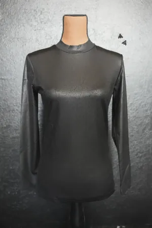 Leddy Long Sleeve Leather Top - Midnight