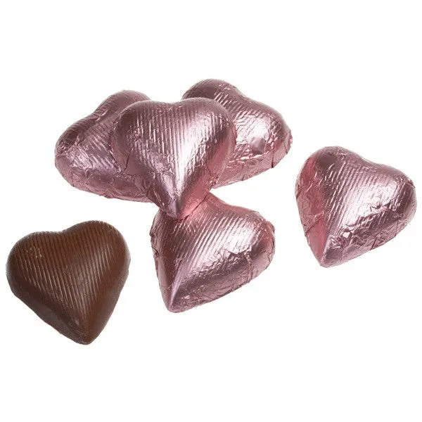 Light Pink Chocolate Foil Hearts 10LB Bulk
