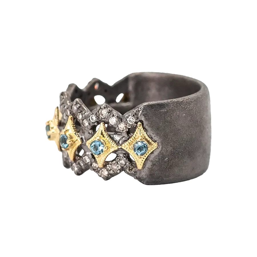 LONDON BLUE TOPAZ SCROLL STATEMENT RING
