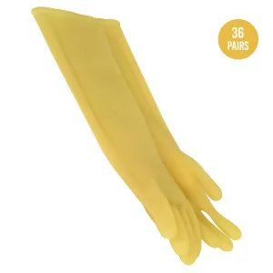 Long Cleaning 9 1/2" X 16" Gloves Yellow for Janitorial (36 Pairs Right  Left)