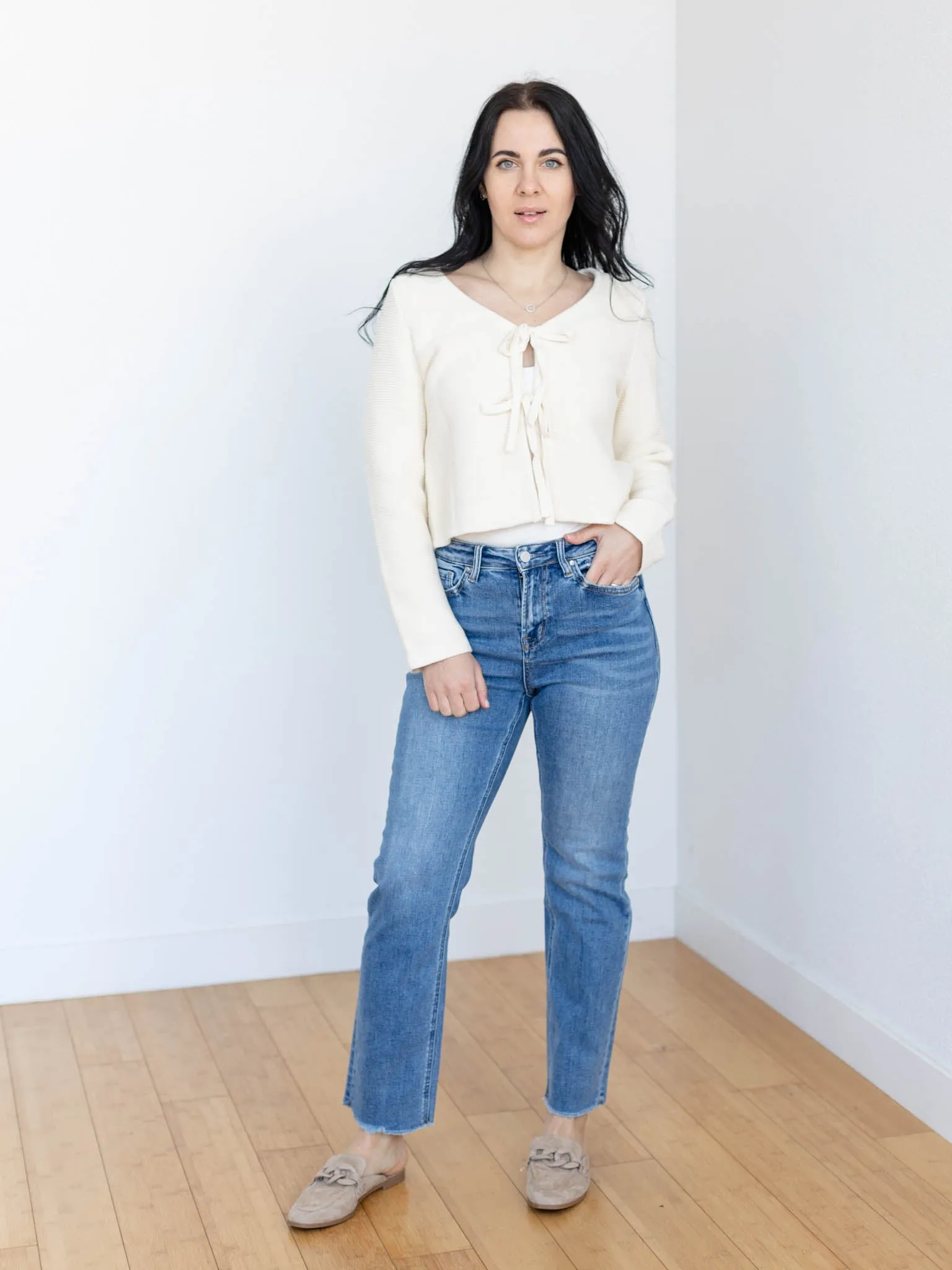 Long Sleeve Knitted Tie Front Cardigan