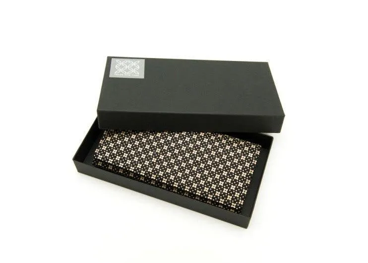 Long Wallet Flower Lattice Lacquer Black