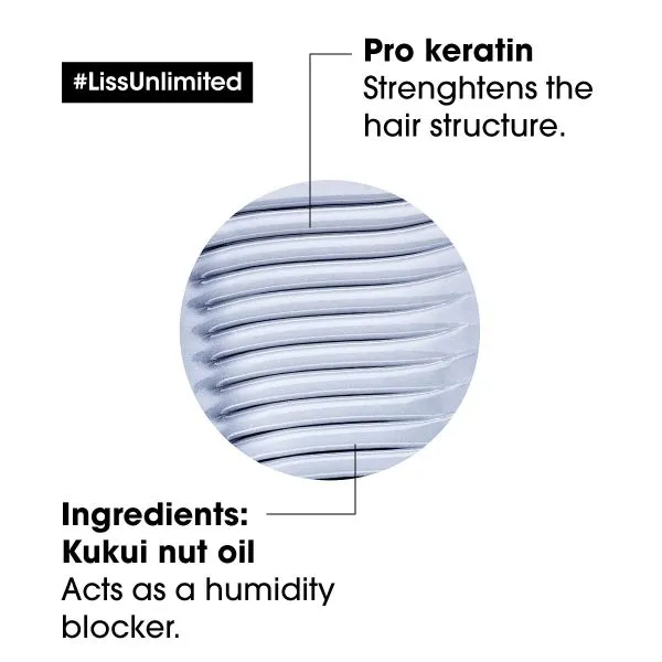 L'Oreal Professionnel Liss Unlimited Shampoo with Pro-Keratin and Kukui Nut Oil, Serie Expert (300ml)