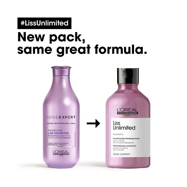 L'Oreal Professionnel Liss Unlimited Shampoo with Pro-Keratin and Kukui Nut Oil, Serie Expert (300ml)