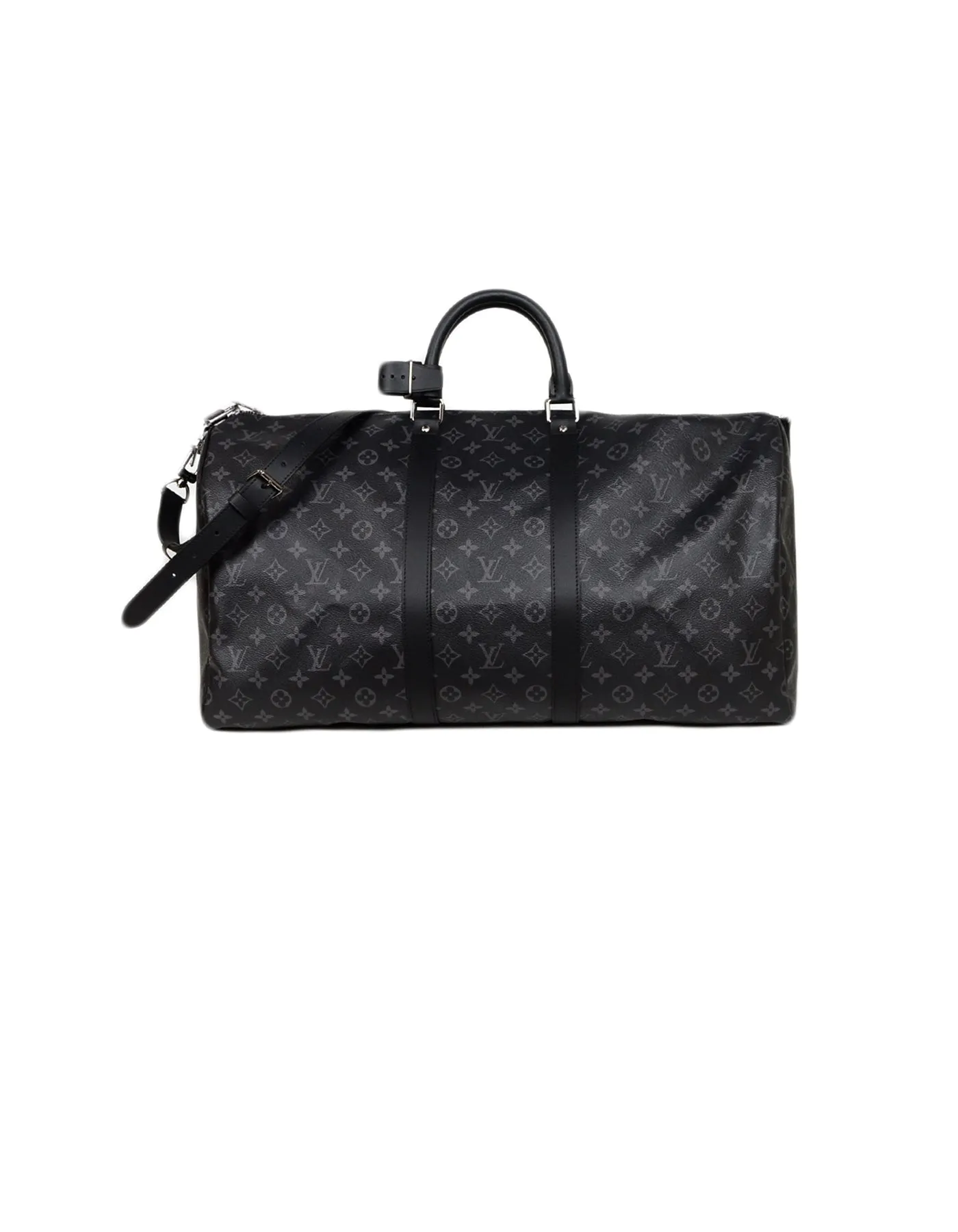 Louis Vuitton 2018 Black Monogram Eclipse Canvas Keepall 55 Bandouliere Bag