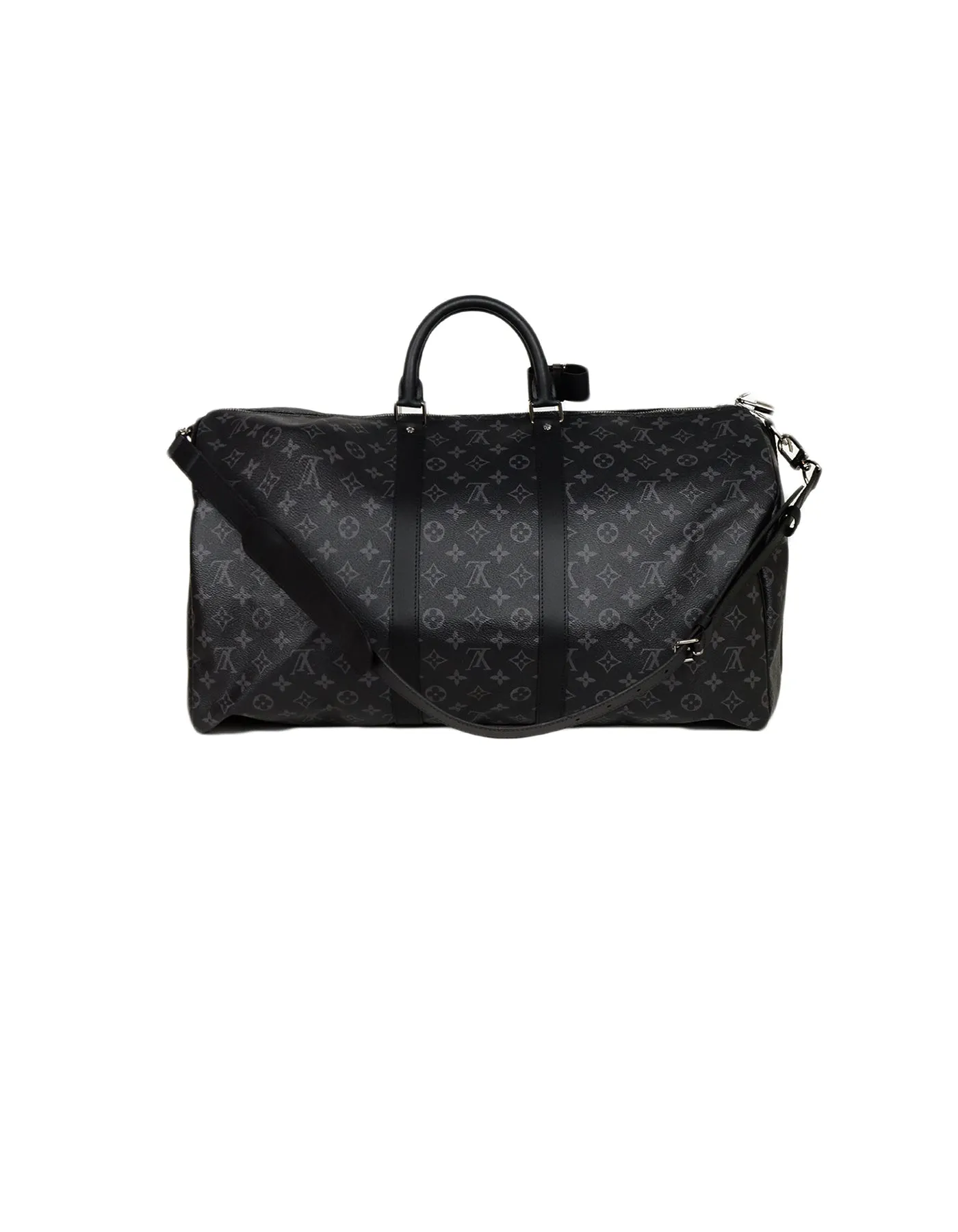 Louis Vuitton 2018 Black Monogram Eclipse Canvas Keepall 55 Bandouliere Bag