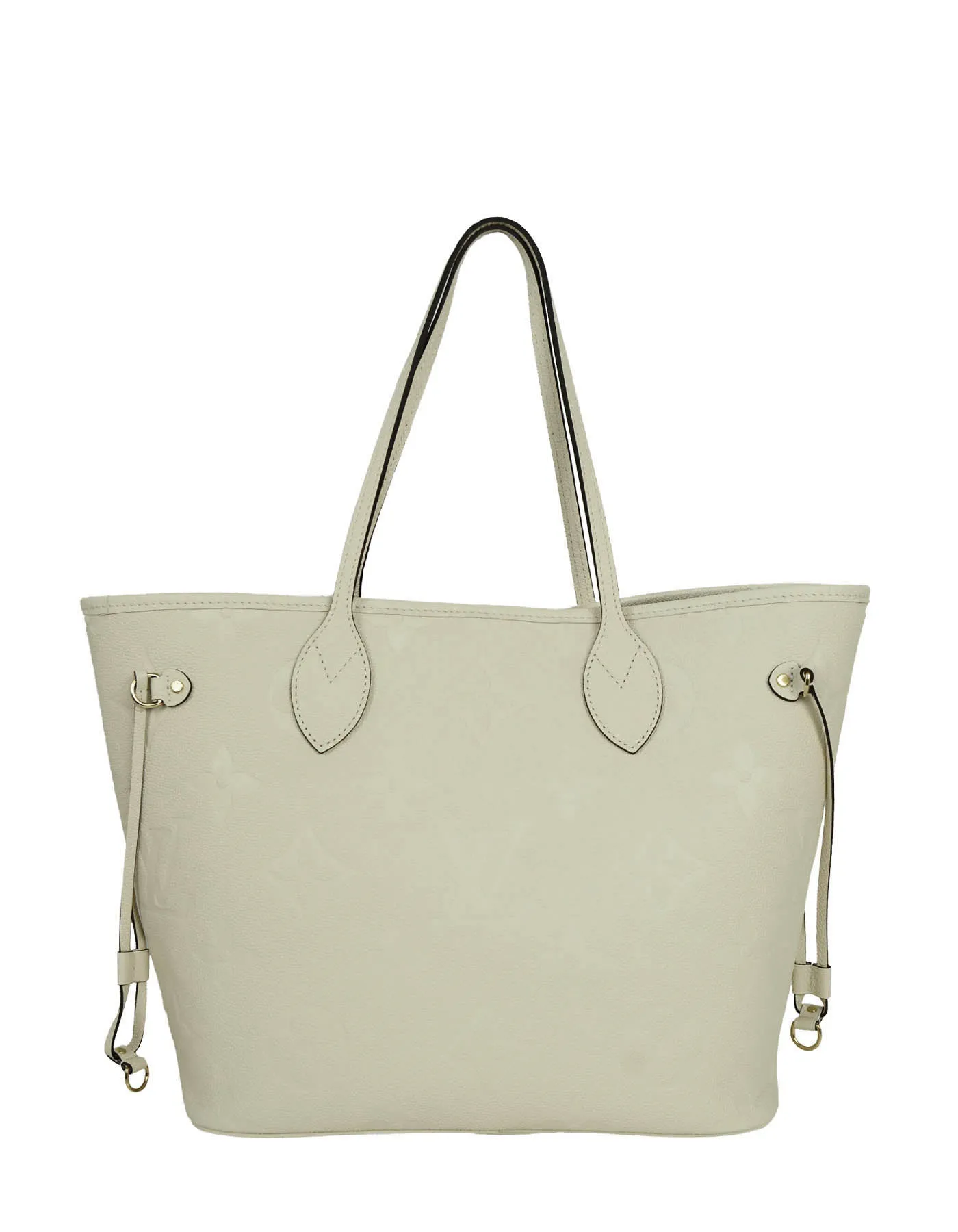 Louis Vuitton 2021 Creme Monogram Empreinte Leather Neverfull MM Tote Bag