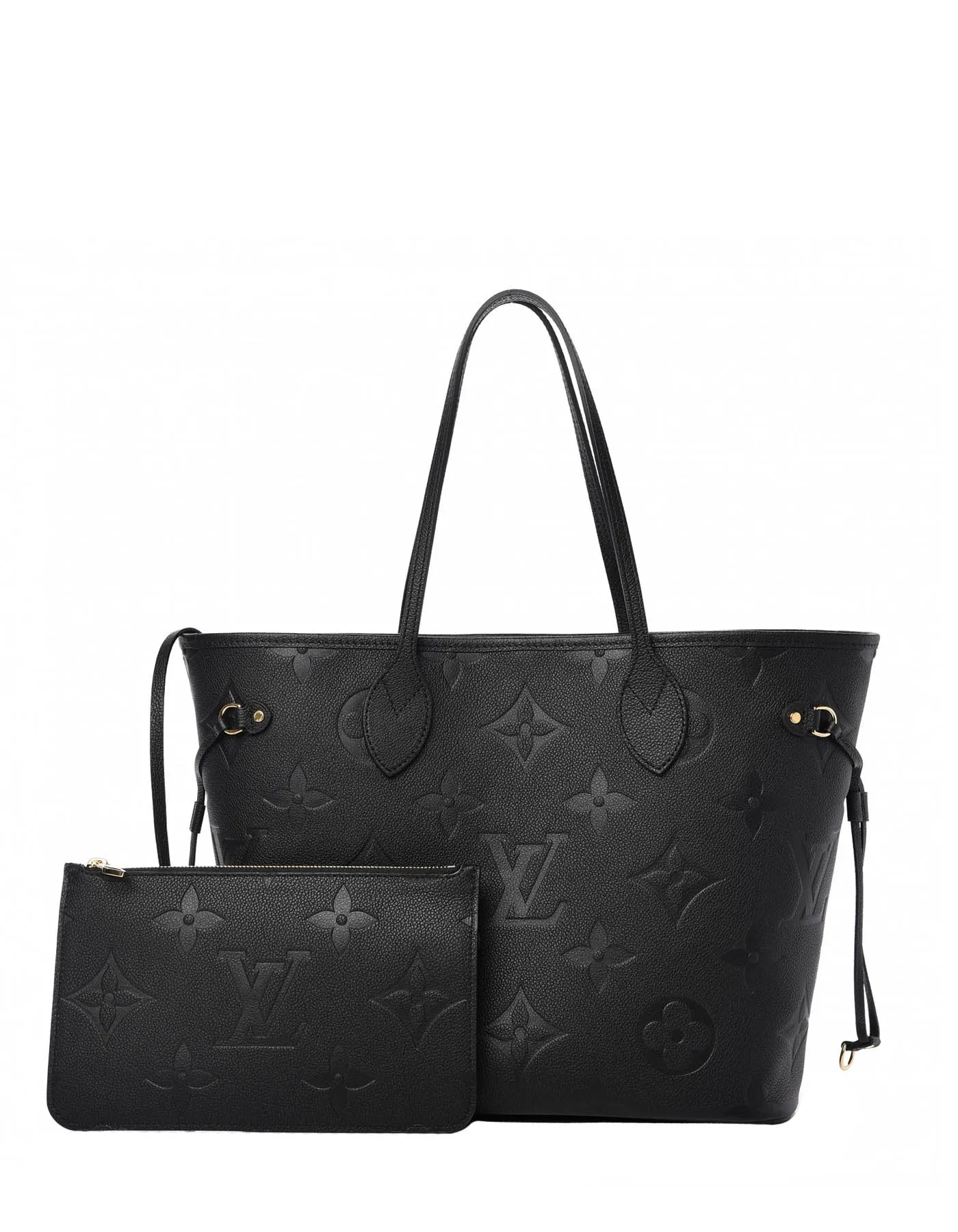 Louis Vuitton '21 Black Monogram Empreinte Leather Neverfull MM Tote Bag