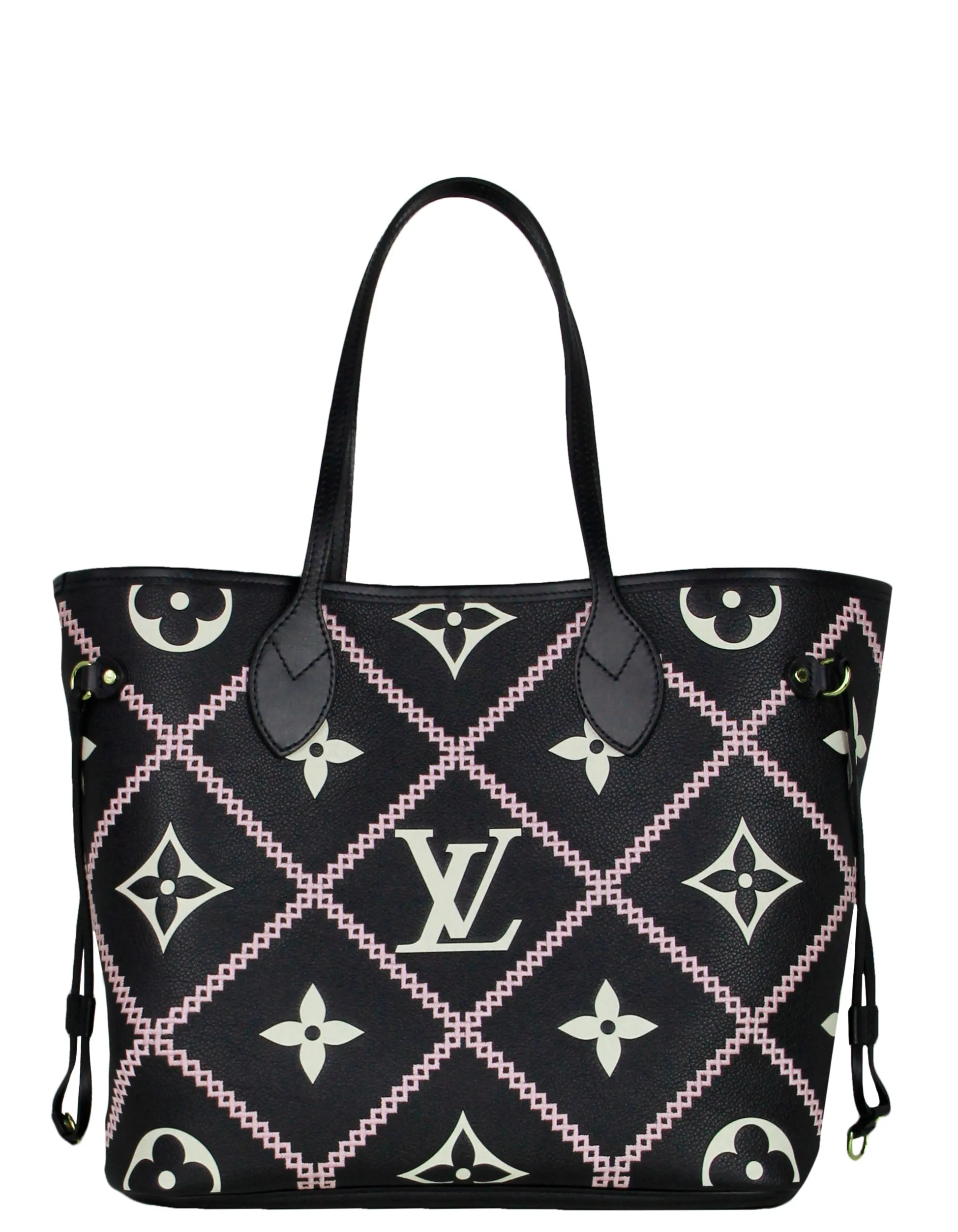 Louis Vuitton '22 Black Empreinte Monogram Giant Broderies Neverfull MM Bag