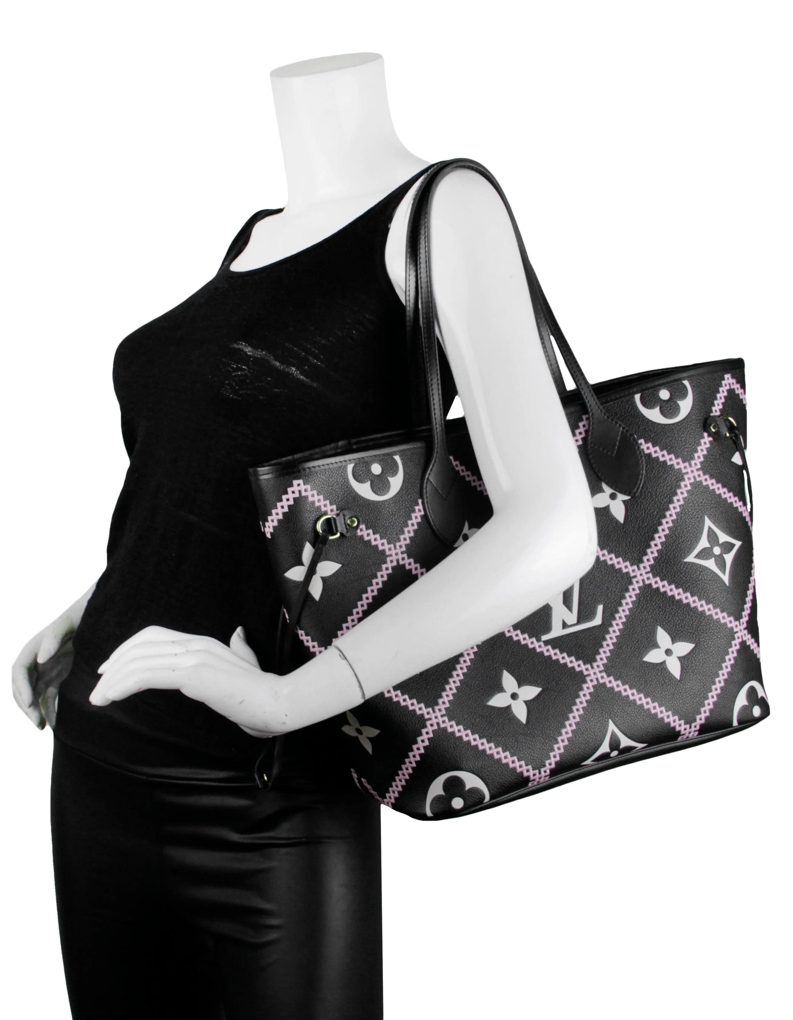 Louis Vuitton '22 Black Empreinte Monogram Giant Broderies Neverfull MM Bag