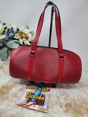 LOUIS VUITTON CASTILLAN RED EPI LEATHER SOUFFLOT BAG