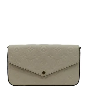 LOUIS VUITTON Felicie Monogram Empreinte Leather Pochette Crossbody Bag Cream