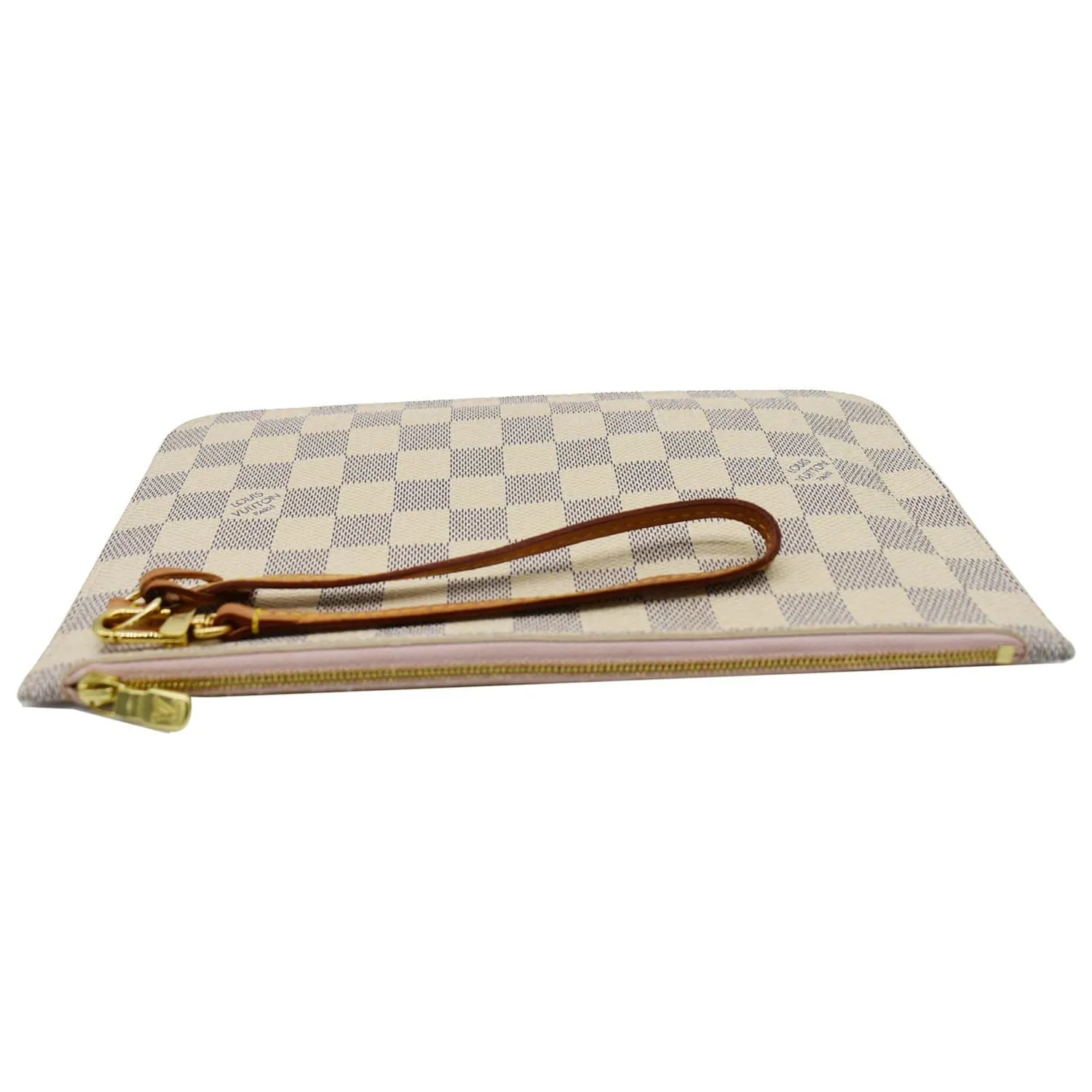 LOUIS VUITTON  Neverfull GM Damier Azur Pochette Wristlet Pouch White