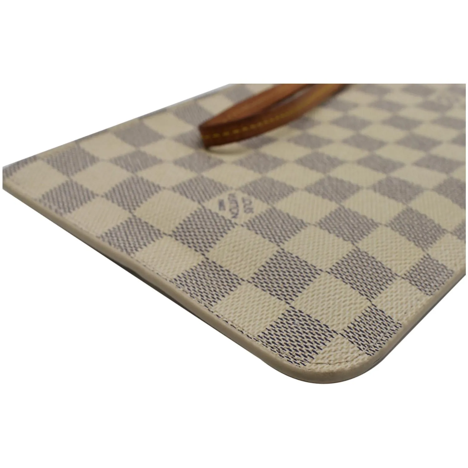 LOUIS VUITTON  Neverfull GM Damier Azur Pochette Wristlet Pouch White