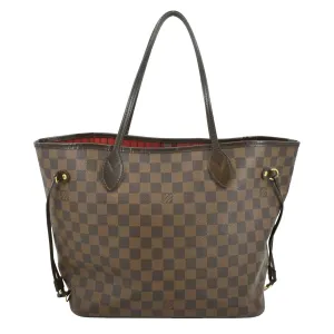 LOUIS VUITTON Neverfull MM Damier Ebene Shoulder Bag Brown