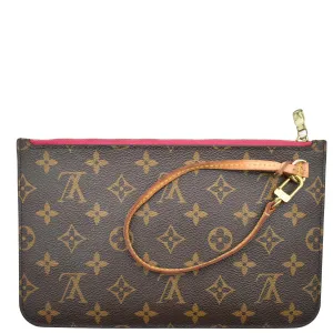 LOUIS VUITTON Neverfull MM Monogram Canvas Pochette Wristlet Pouch Brown