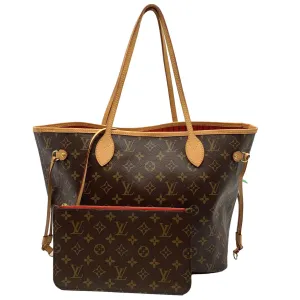 LOUIS VUITTON Neverfull MM Monogram Canvas Tote Bag Brown