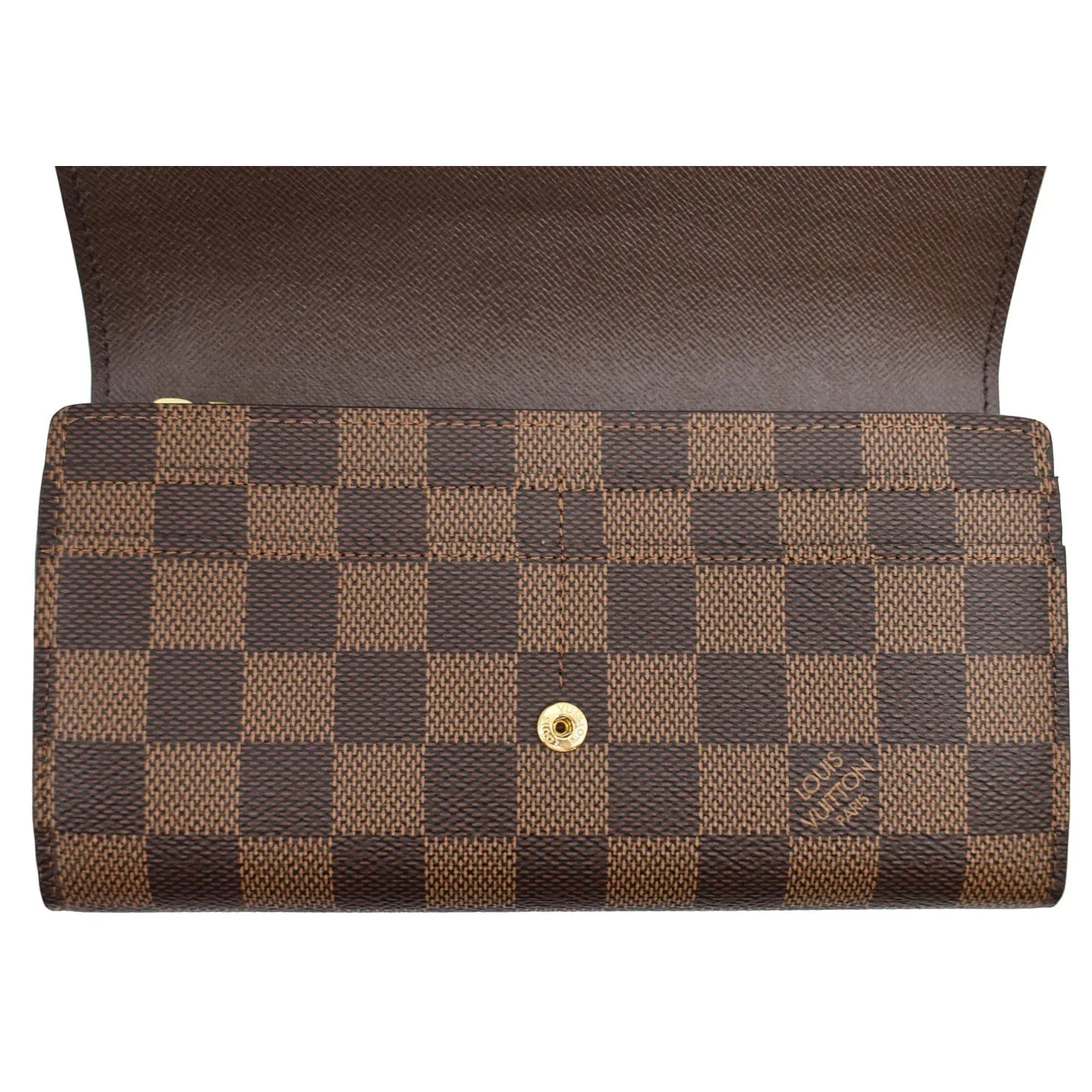 LOUIS VUITTON Sarah Damier Ebene Wallet Brown