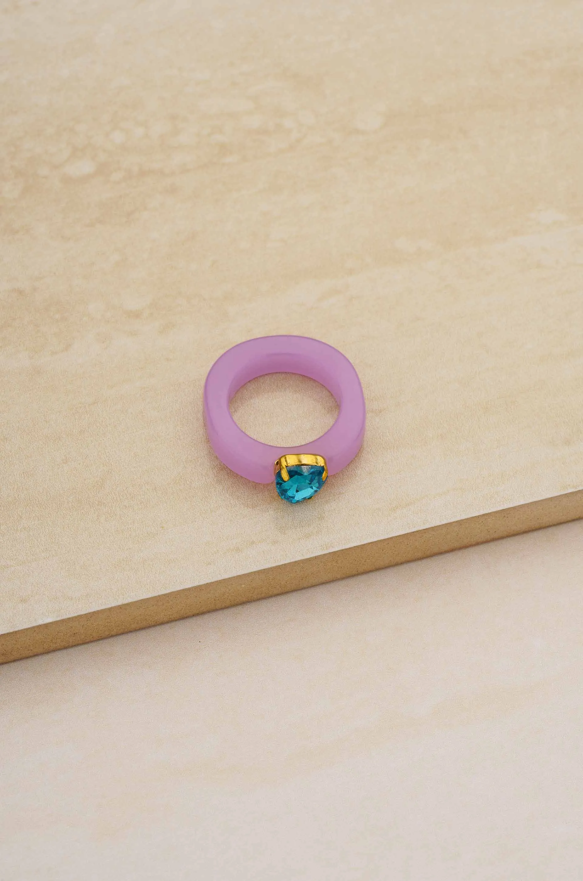 Lovely Resin Crystal Heart Ring