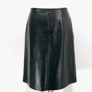 Lux Leather Ann Taylor Mini Skirt Women's Sz 10 Black Lined Side Zip