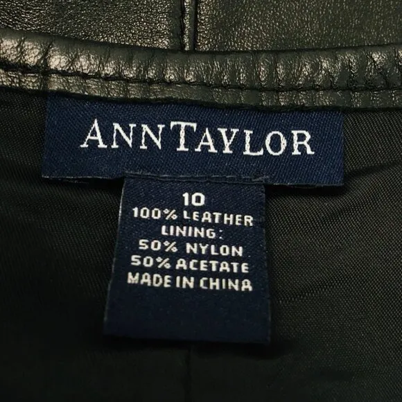 Lux Leather Ann Taylor Mini Skirt Women's Sz 10 Black Lined Side Zip