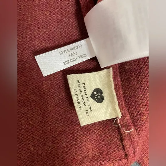 Madewell Wiltshire V-Neck Pullover Wool Blend Sweater in Heather Rust Size S