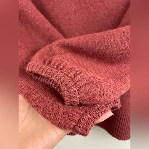 Madewell Wiltshire V-Neck Pullover Wool Blend Sweater in Heather Rust Size S