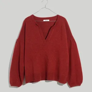 Madewell Wiltshire V-Neck Pullover Wool Blend Sweater in Heather Rust Size S