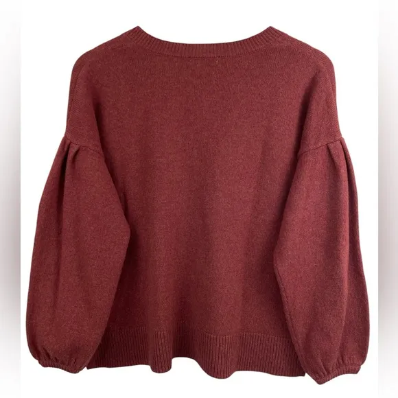 Madewell Wiltshire V-Neck Pullover Wool Blend Sweater in Heather Rust Size S