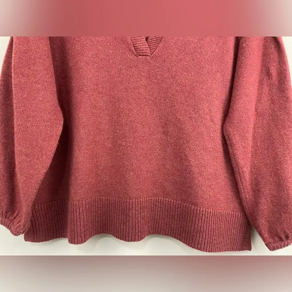 Madewell Wiltshire V-Neck Pullover Wool Blend Sweater in Heather Rust Size S