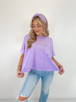 Maeve Mineral Washed Cropped Tee - Washed Lavender