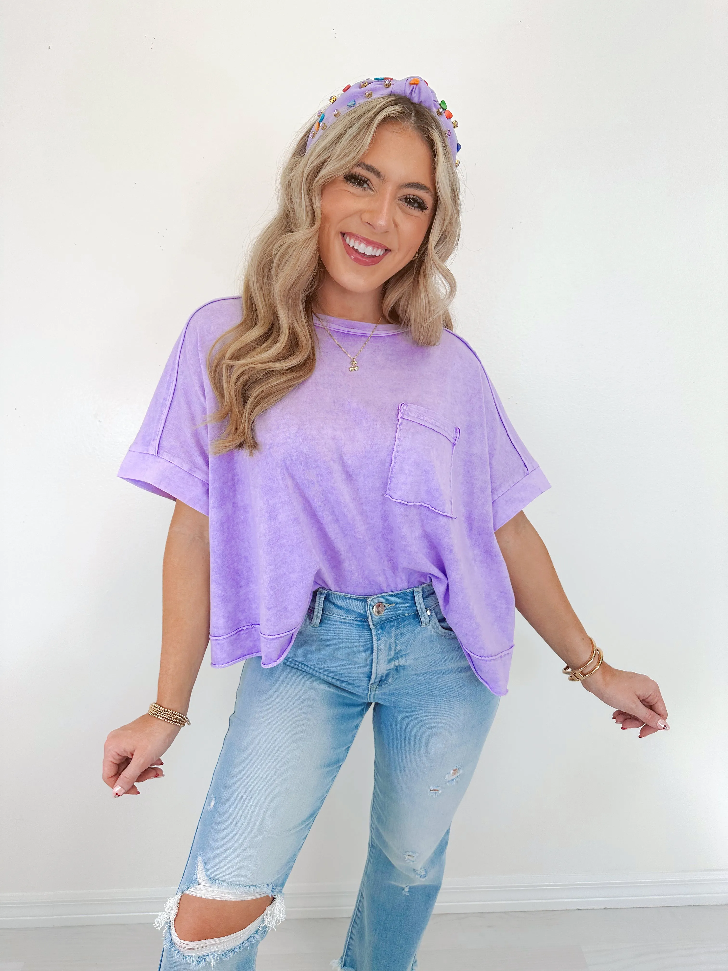 Maeve Mineral Washed Cropped Tee - Washed Lavender