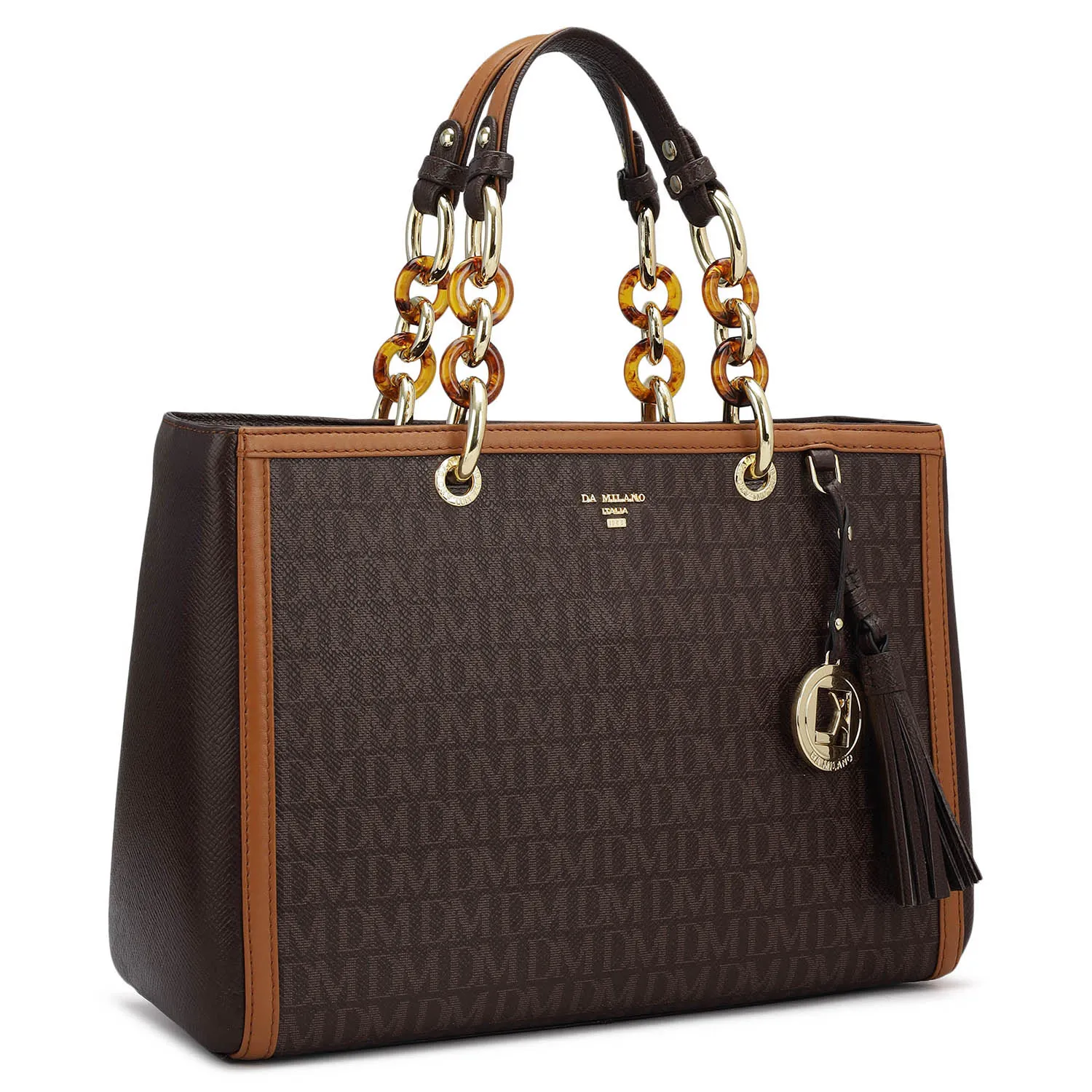 Medium Monogram Franzy Leather Satchel - Chocolate