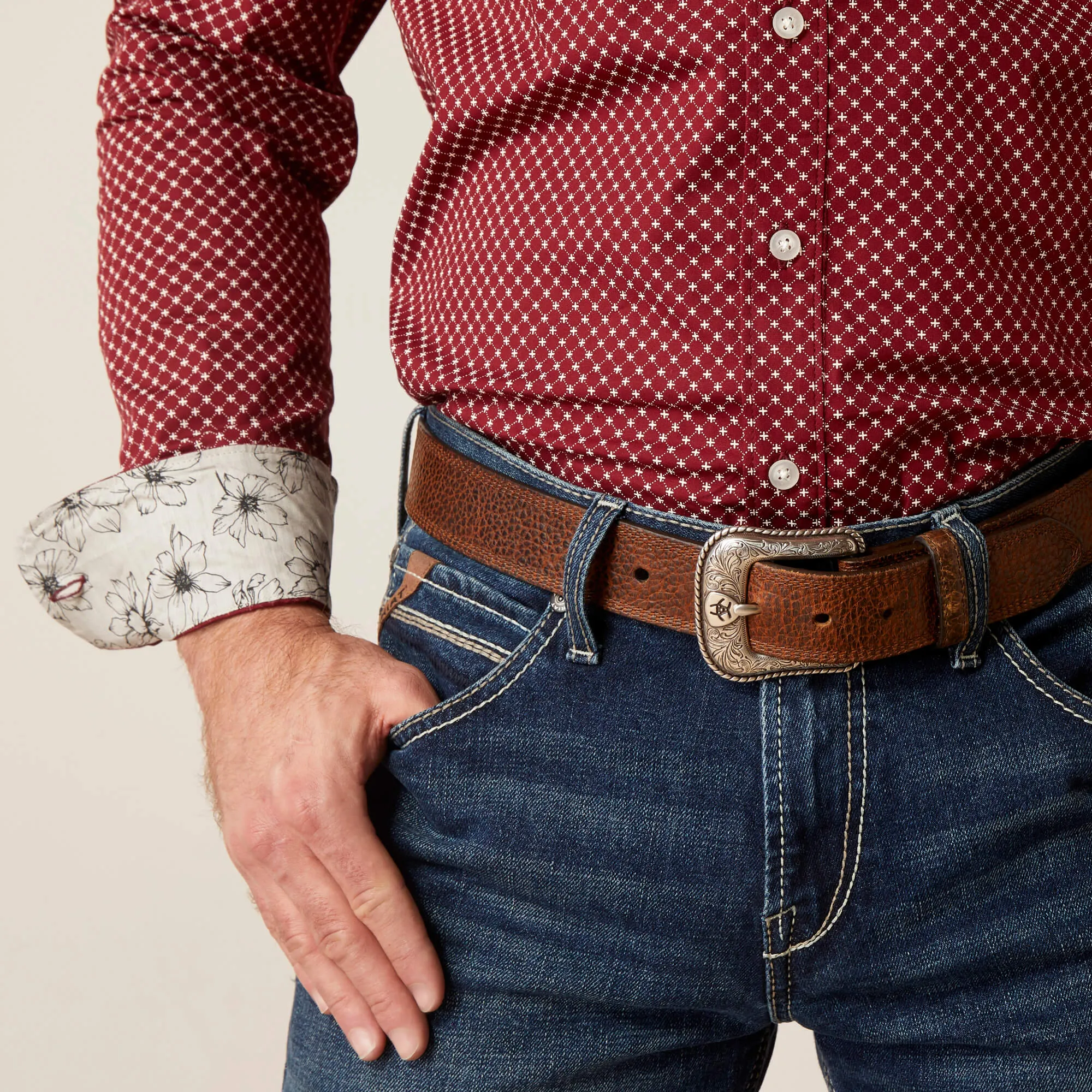 Men’s Ariat Red Macoy Stretch Modern Fit Shirt