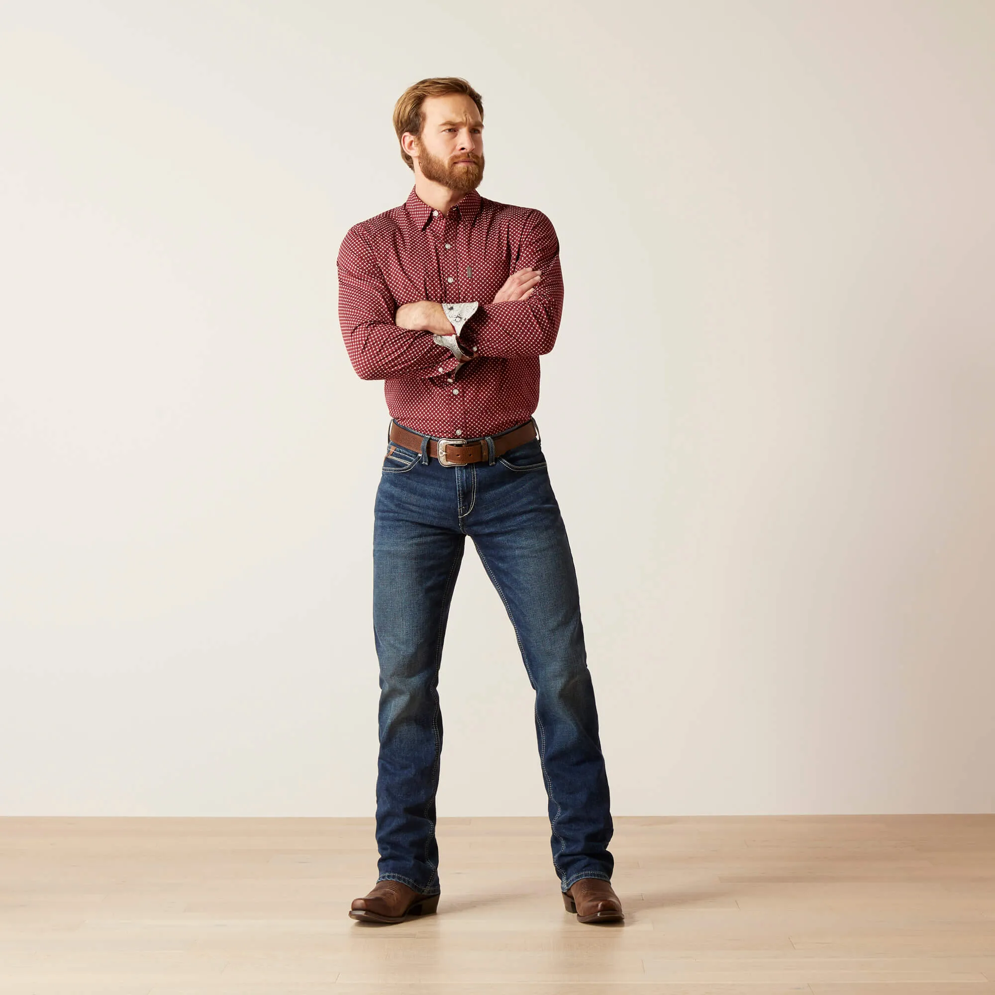 Men’s Ariat Red Macoy Stretch Modern Fit Shirt