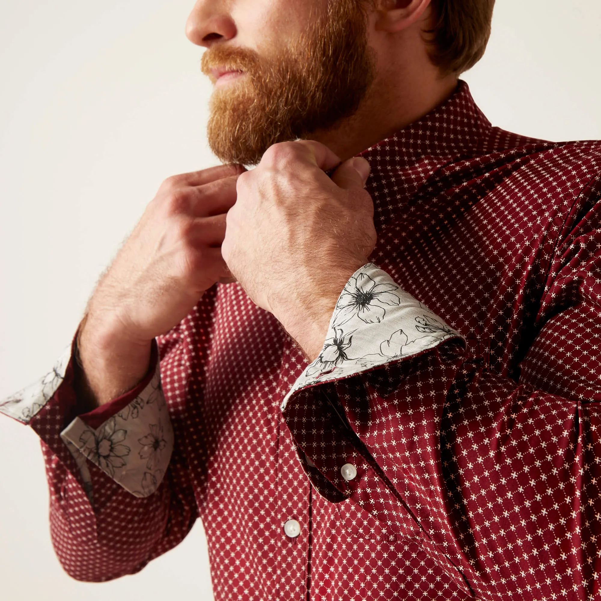 Men’s Ariat Red Macoy Stretch Modern Fit Shirt