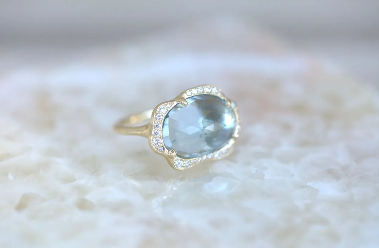 Mermaid Aquamarine & Diamond Ring