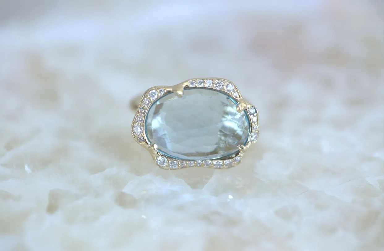Mermaid Aquamarine & Diamond Ring