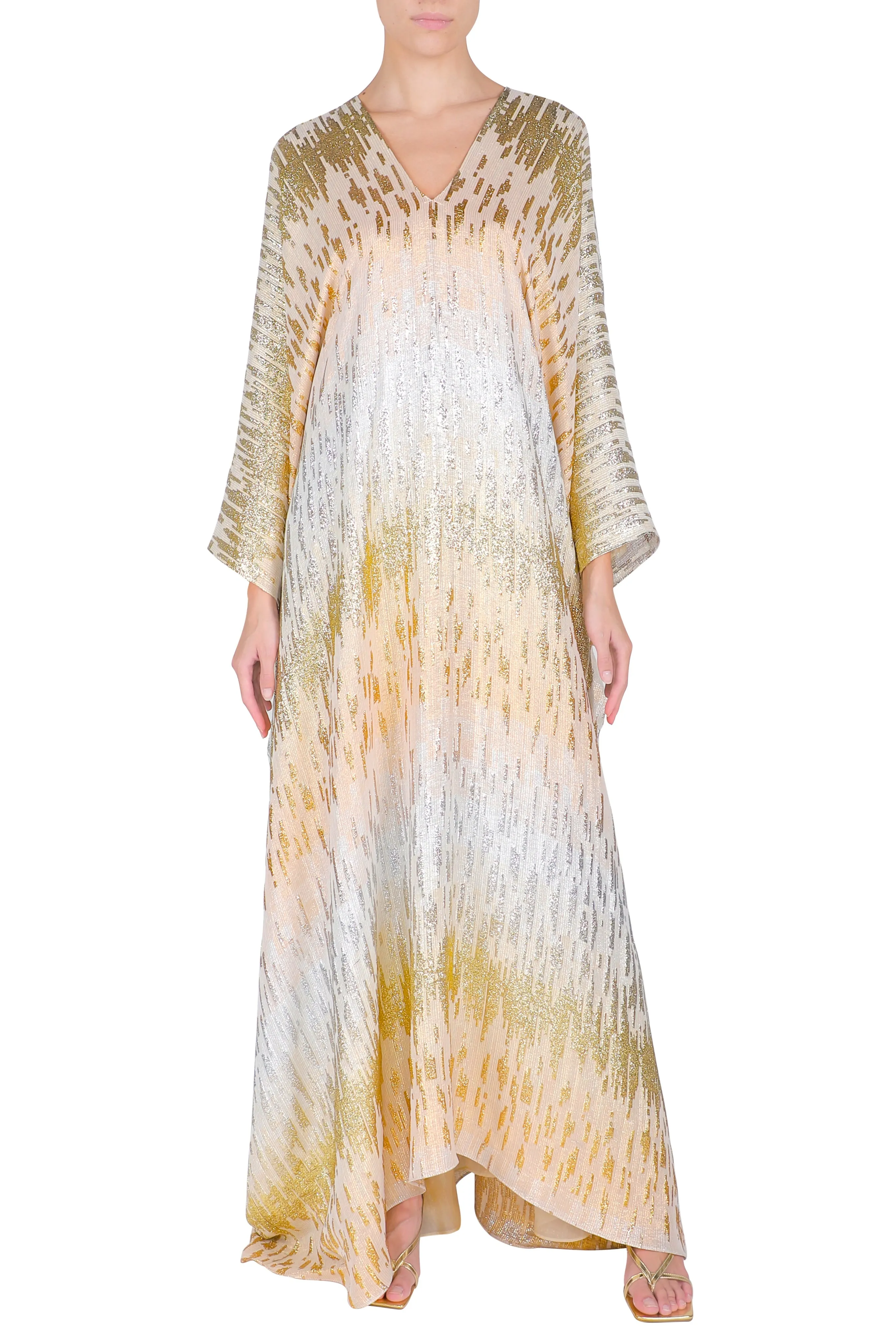 Metallic Broken Lines Oversized Boubou Caftan