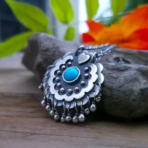 Mexico Flower Necklace - Turquoise Jingle Necklace